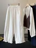 Pantalones cropped de algodón lavado estilo japonés y coreano, elásticos, de cintura alta, holgados, pierna ancha, para mujer, nueva colección de otoño, dobladillo con volantes, versátiles, casuales, adelgazantes