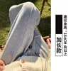 Pantalones deportivos de plátano gris para mujer, nuevo estilo primavera 2026, pantalones holgados de pierna recta, pantalones casuales con forro polar para otoño e invierno, con curva