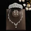 Coroa elegante de noiva Mori Super fada cocar conjunto de três peças novo colar acessórios de casamento brincos de aniversário casamento mulheres