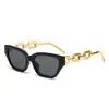 Ojo de Gato Retro Patas de Cadena Nuevas Personalidad de Alto Nivel Europeo y Americano Chica Popular Protección Solar Protector Solar Gafas de Sol Elegantes Sensación de Alto Nivel