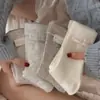 Calcetines de punto doble suave de cachemira para Otoño e Invierno para Mujer, a media pantorrilla, estilo coreano Ins College, calcetines largos apilados suaves