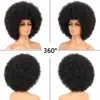 Peluca Africana para Mujer, Estilo Afro, Ligeramente Rizada, Peluca de Cabeza Completa, Fibra Sintética, Seda de Alta Temperatura, Cabello Corto Rizado, Sin Talla Específica, Manfuli Henan