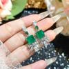 Accesorios de Vestido de Banquete Verde Real de Lujo de Gama Alta Esmeralda Simulada Anillo de Apertura Pendientes para Mujer Traje de Colgante