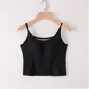Camiseta sin mangas de canalé fino para primavera y verano, nuevo estilo, con copas de sujetador incorporadas, hermoso diseño en la espalda, para dropshipping
