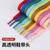 Atacado Cadarços Esportivos de Lona Planos de Camada Única para Tênis de Basquete, Rosa, Preto, Cinza, Colorido, Cadarços Brancos, Um Par