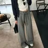 ¡Estilo nicho coreano! Pantalones de mujer retro artísticos de rayas color block para otoño 2026, de cintura alta, adelgazantes