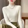 Suéter de Manga Larga al por Mayor Cuello Semi Alto Ajustado 2025 Jersey Primera Línea Andy Terciopelo Fabricante Camiseta Base para Mujer Transfronterizo Nuevo Estilo