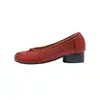 Zapatos de tacón grueso estilo mismo que el de Mamá Uva para mujer, corte bajo, tacón grueso, bailarinas de moda, suela plana, fruncidos, puntera dividida para mujer