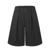 Shorts de Traje Sueltos de Pierna Ancha para Hombre Verano Estilo Trendy Marca de Moda Americanos Plisados Color Sólido Cordón para Atar de Media Longitud