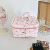 Bolsa de Maquillaje de Mano Estilo Coreano para Niña Estilo Crema Cuadros Dibujos Animados Neceser Estudiante Linda de Alto Valor Estuche para Lápices