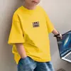 2018# Algodón Verano Media Manga Bebés Niños Camiseta Simple Holgada Sonriente Camiseta Base Niños Grandes