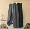 Especial 100 kg Nuevo Estilo Otoño para Chicas de Tallas Grandes: Pantalones Casuales Rectos de Cintura Elástica con Cordón Adelgazante Simple 0826