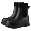 Botas de lluvia sencillas exportadas tejidas voladoras combinan con todo prácticas botines cortos impermeables antideslizantes elásticas Chelsea suela gruesa de aumento de altura botas de lluvia