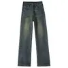 Jeans gris cemento mujer verano finos 2024 nuevos tubo recto holgados cintura alta pierna ancha pequeña pantalones niños