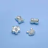 Accesorios de Artesanía Fina de Plata Pura 999 Patrón de Oso Flor Hueca Cuentas Espaciadoras Accesorios para Pulseras DIY