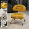 Taburete Pequeño Doméstico Giratorio con Ruedas, Taburete Bajo con Ruedas, Taburete Amigable para Niños con Ruedas, Taburete Redondo Perezoso con Respaldo