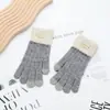 Guantes Cálidos Estilo Coreano para Invierno, Engrosados para Ciclismo, Separados por Dedos, a Prueba de Frío, Felpa de Cristal de Terciopelo para Pantalla Táctil, Lindos para Mujer Estilo Nuevo