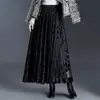 Falda Plisada Flocada Reversible para Mujer, Nueva Falda Larga de Cintura Alta Adelgazante Otoño 2026, Elegante Versátil Falda Evasé