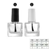 Botellas Transparentes Redondas y Cuadradas para Esmalte de Uñas 5ml 10ml 15ml Botellas de Vidrio para Cosméticos con Tapa y Pincel
