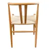 Silla en Y Tejida con Cuerda Madera de Caucho Madera Maciza Silla de Comedor Silla de Ocio para el Hogar con Respaldo Silla para Casa de Huéspedes Hotel Silla en Y de Madera Maciza Tejida con Cuerda