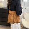 Bolso bandolera de hombro informal, sencillo y a la moda, con borlas, de gran capacidad, estilo retro, popular, para invierno, 2023