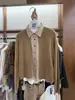 Cárdigan de Punto Patchwork de Lino ONIVINTAG Ouniya para Mujer Otoño 2026 Nuevo Camisa de Dos Piezas Falsas con Cuello de Solapa 6882