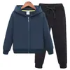 Traje de Cardigan com Zíper Duas Peças Esportivo Primavera 2025 Roupas Infantis Meninos e Meninas Tamanho Único Atividades Pai-Filho Dropshipping