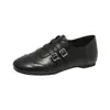 Zapatos de Cuero Cuadrados para Mujer con Hebilla Retro Modelo Nuevo 2026 Suela Suave Ligera Versátiles Planos Estilo Británico Zapatos de Vestir