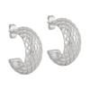 Pendientes de malla en forma de C con diseño de cuadros de diamantes retro de estilo francés, de alta gama, ligeros y de acero de titanio para mujer.