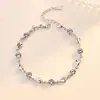 Pulseira Coração Amor Cristal Azul/Branco Banhado a Prata S925 Zircônia Formato de Coração Joia Feminina AliExpress Transfronteiriça Transmissão ao Vivo Transfronteiriça