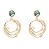 Anillo de tres capas con incrustaciones prismáticas creativas europeas y americanas, costura de concha de abulón, aretes de perlas de imitación, aretes para mujer, venta al por mayor