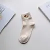 Meias Femininas de Cano Médio, Antiodor, Absorventes de Suor para Esportes, Meias Curtas para Primavera e Verão, Meias Femininas com Bordado de Cachorro Dachshund Cartoon Estilo Japonês