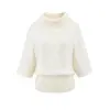 Suéter de Punto con Cuello Alto Estilo Perezoso, Capa, Moda Otoñal Nueva, Versátil, Holgado, Aspecto Adelgazante, Manga Tres Cuartos, Ropa de Punto para Mujer