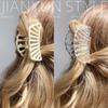 Novo Presilha Oca Semicircular, Presilha de Cabelo Transparente de Alta Qualidade, Para Cabelo Semi-Preso, Doce Presilha Tubarão, Acessório de Cabelo para Mulheres na Parte de Trás da Cabeça