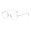 Óculos sem Aro Ultra Leves de Titânio Puro 53 Lentes Anti-Luz Azul Armação Gatinho 9031 Óculos Versáteis Femininos Elegantes Intelectuais Bt1592