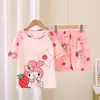 Ropa de Casa para Niños 2025 Verano Nuevo Versión Coreana Dibujos Animados Lindo Niños y Niñas Manga Corta Shorts Traje de Casa Venta al por Mayor