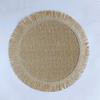 Jogo Americano de Corda de Papel Redondo Borda de Borla Oco Tecido Mesa de Jantar Tapete Decorativo Cozinha Casa Coaster Prato Tapete