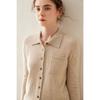 Outono e inverno Novo suéter de cashmere com fivela de gravata POLO cardigã feminino com bolso elegante para o trabalho espesso quente