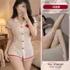 Diyi Miao Si Lingerie Sexy de Seda Transparente Decote em V Profundo Renda Guarnição Fantasia de Enfermeira A1205