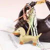 Bolso Teckel Colgante de Cuerda Tejida Bolso MIU Avanzado Colgante de Béisbol Funda de Teléfono de Cuero Teckel Decoración Colgante