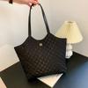 Bolsa Tote Grande Capacidade Estilo Coreano Nova Bolsa de Ombro Casual para o Dia a Dia Linha Bordada Rombos Moda Bolsa de Mão