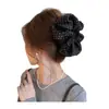 Grampo de Cabelo de Tecido Acrílico com Renda de Bolinhas Estilo Coreano para Mulheres, Piranha Vintage e Doce com Toque de Luxo, Acessório de Cabelo de Nicho para Mulheres