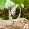 Anillo Abierto Gota de Agua Brillante Original Yinziyun Moissanita Fabricante Transfronterizo Plata Pura s925 Anillo de Boda Brillante