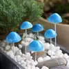 Set de Seis Setas Azules Realistas en Stock, Inserciones de Plantas para Micro Paisajismo con Musgo, Decoraciones de Jardinería de Plantas de Setas de Resina