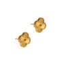 Pendientes de trébol de cuatro hojas cortados con láser, aguja de plata S925, flor de la suerte clásica, pendientes de moda de lujo ligeros y texturizados para mujer.