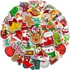 50 Adesivos à Prova d'Água Personalizados com Tema de Papai Noel e Renas para Decorar Skateboards, Geladeiras, Capacetes e Copos de Água
