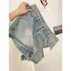 Falda de Mezclilla Retro Hot Girl para Mujer, Primavera/Verano Tallas Grandes Estilo Americano Pantalones Falda Corta Anti-Exposición Ajustados al Cuerpo, Pantalones de Pierna Recta de Cintura Alta