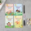 Adesivos Personalizados para Treinamento de Controle de Caneta Infantil Cartão Branco Sulco Caneta Dura Adesivos Mágicos Inglês Completo Adesivos de Prática de Caligrafia Infantil Personalizado Atacado