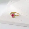 Anillo de Flor Real de Moda Transfronterizo Estilo Ins Personalizado para el Trabajo en Acero Inoxidable Chapado en Oro Joyería Anillo Incrustado con Pegamento de Flor Seca