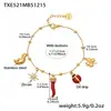 Conjunto de Colar e Pulseira com Pingente Multifuncional de Aço Inoxidável Super Brilhante Zircônia 5A Trevo da Sorte Pimenta Pequena Banhado com Ouro 18K Real